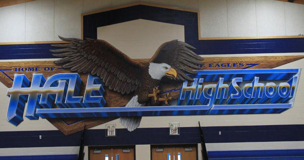 Eagle in gym on the wall